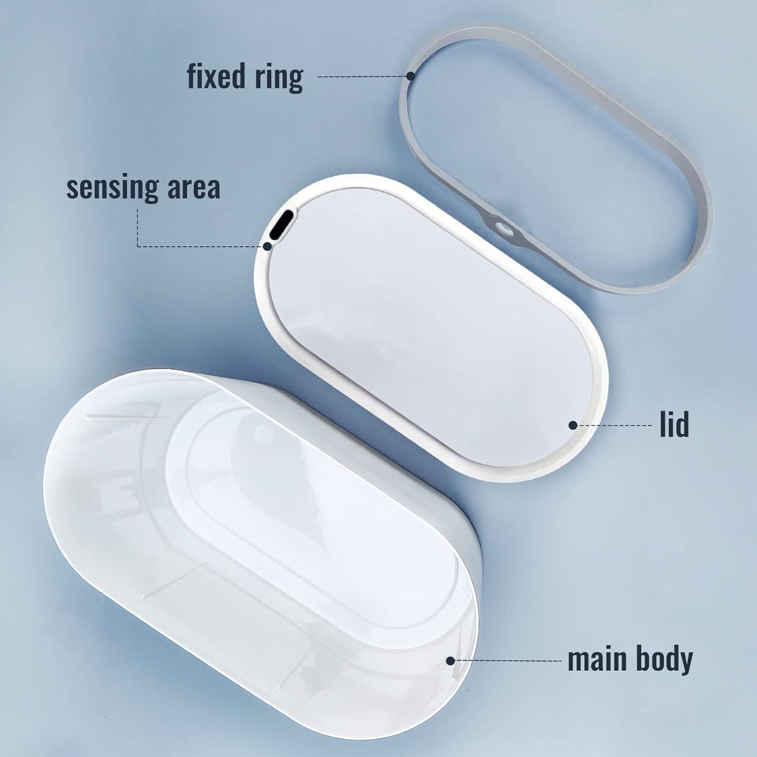 Bathroom Trash Can with Lid 2 Gallon Slim Motion Sensor Garbage Can Narrow Automatic Plastic Trash Bin for Bedroom, Living Room, Toilet, Office (White)