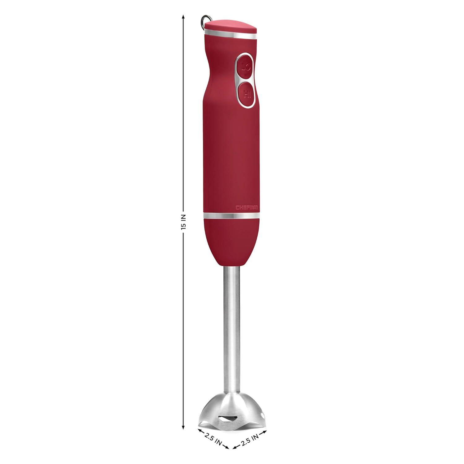 Chefman Multi-Speed Immersion Hand Blender with Stainless Steel Blades, 300W, Multi Purpose, Red