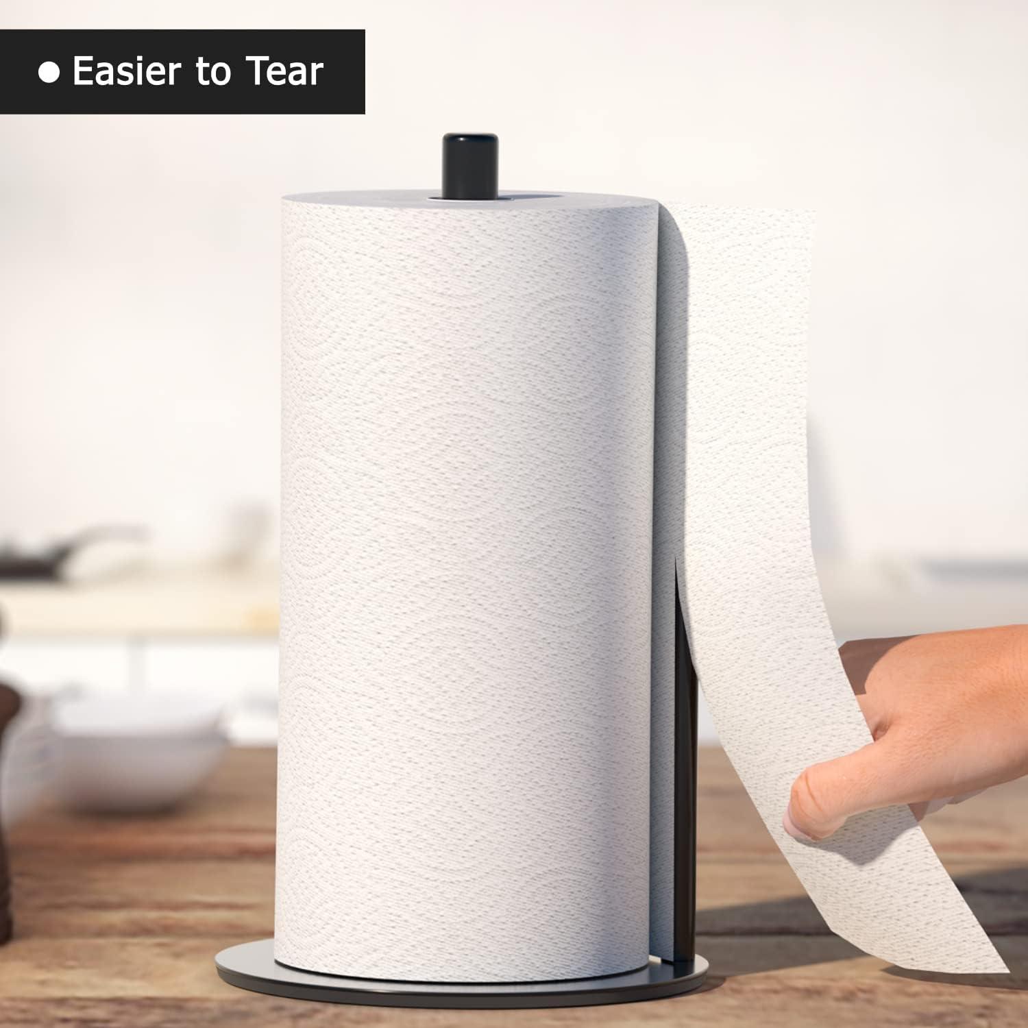 NIFFGAFF Paper Towel Holder Black Kitchen Roll Holder, One-Handed Operation Countertop Dispenser