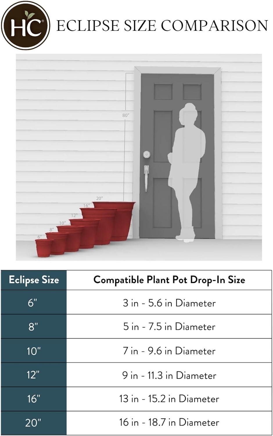 The HC Companies Eclipse Round Planter with Saucer - Outdoor & Indoor Plant Pot with Drainage Holes - Lightweight, UV-Resistant Plastic Pots for Plants, Flowers & Herbs (10" Slate Blue, Pack of 1)