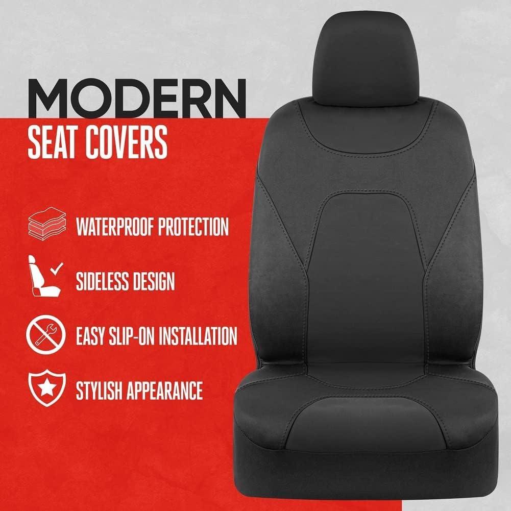 Motor Trend AquaShield Car Seat Covers for Front Seats, Black – Two-Tone Waterproof, Neoprene Seat Cover Set, Interior Covers for Auto Truck Van SUV