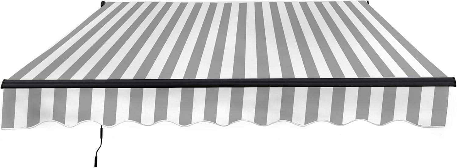 Retractable Home Patio Awning | Deck Canopy |UV Protection Sunshade | Manual Black Frame | Upgraded 2024