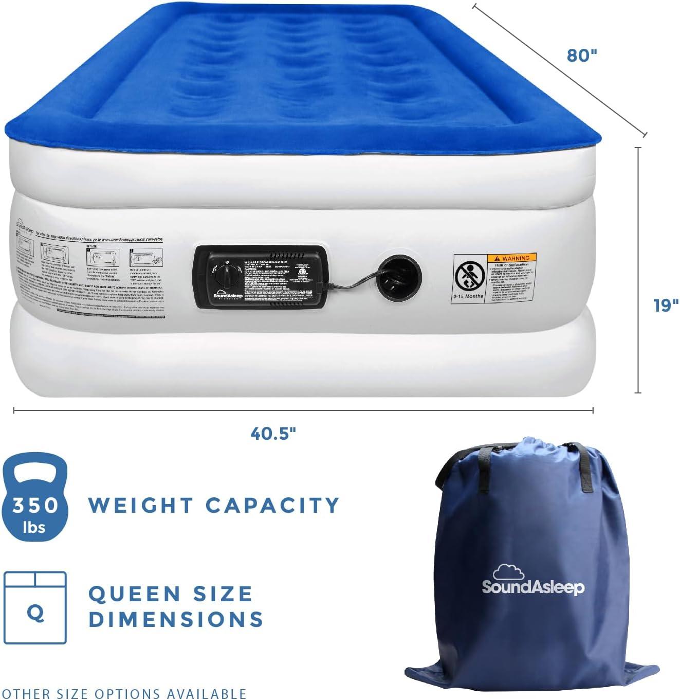 SoundAsleep Dream Series Air Mattress with ComfortCoil Technology & Internal High Capacity Pump -  Twin Extra Long (XL) - Blue