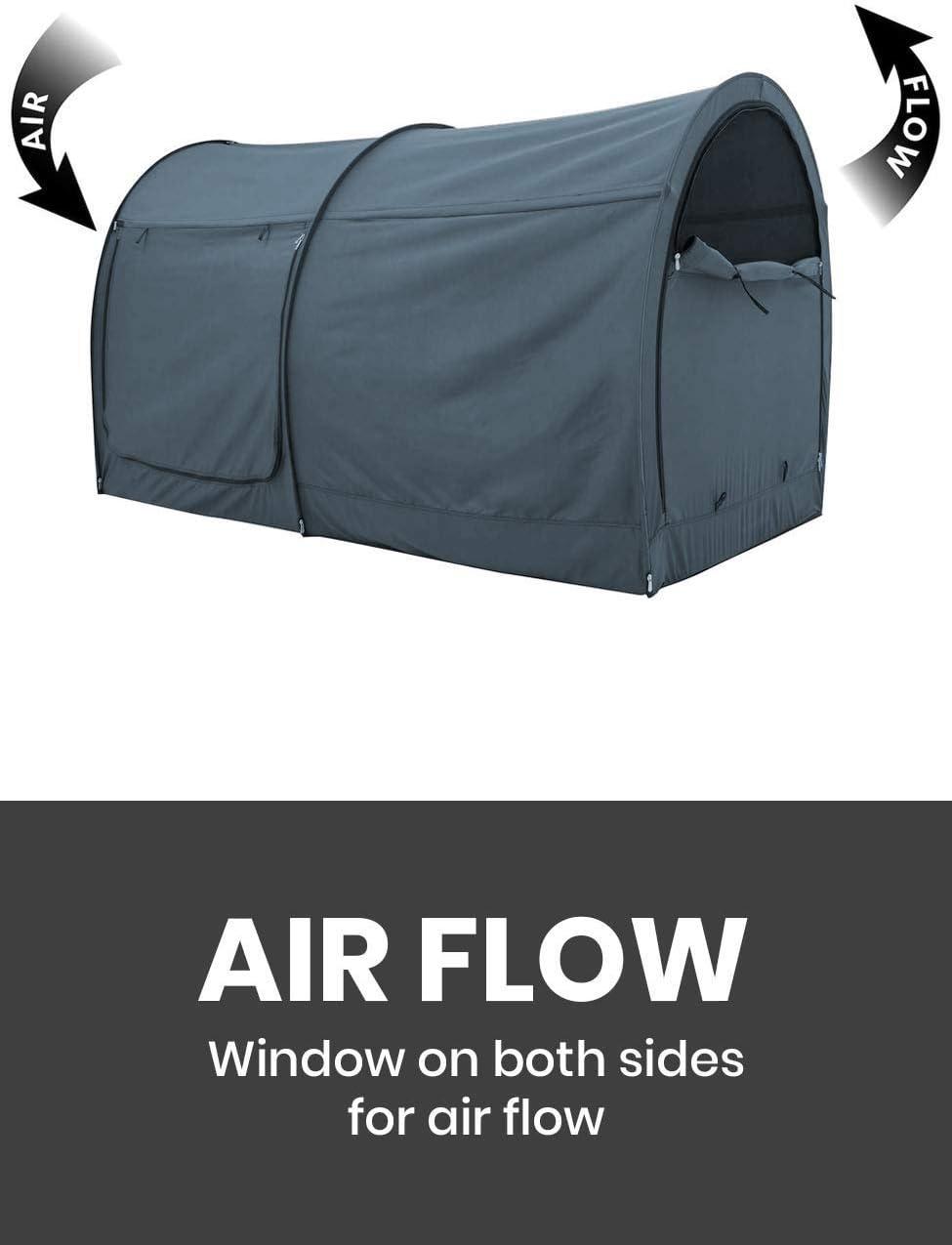 Bed Canopy Tent Privacy Space Twin Size Indoor Curtains Gray Cottage Unisex