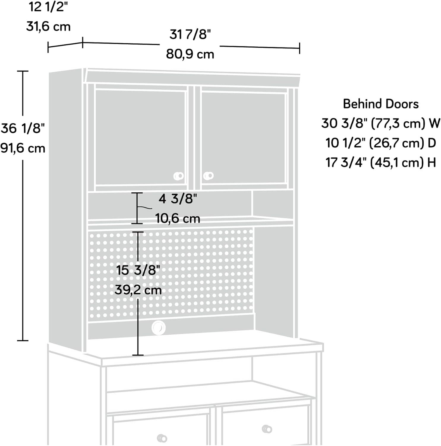 Mystic Oak and White Craft Storage Hutch with Adjustable Shelf