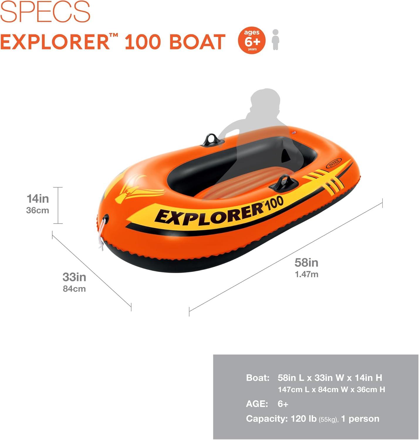 Open Box Intex Explorer 100 1 Person Youth Pool Lake Inflatable Raft Row Boat