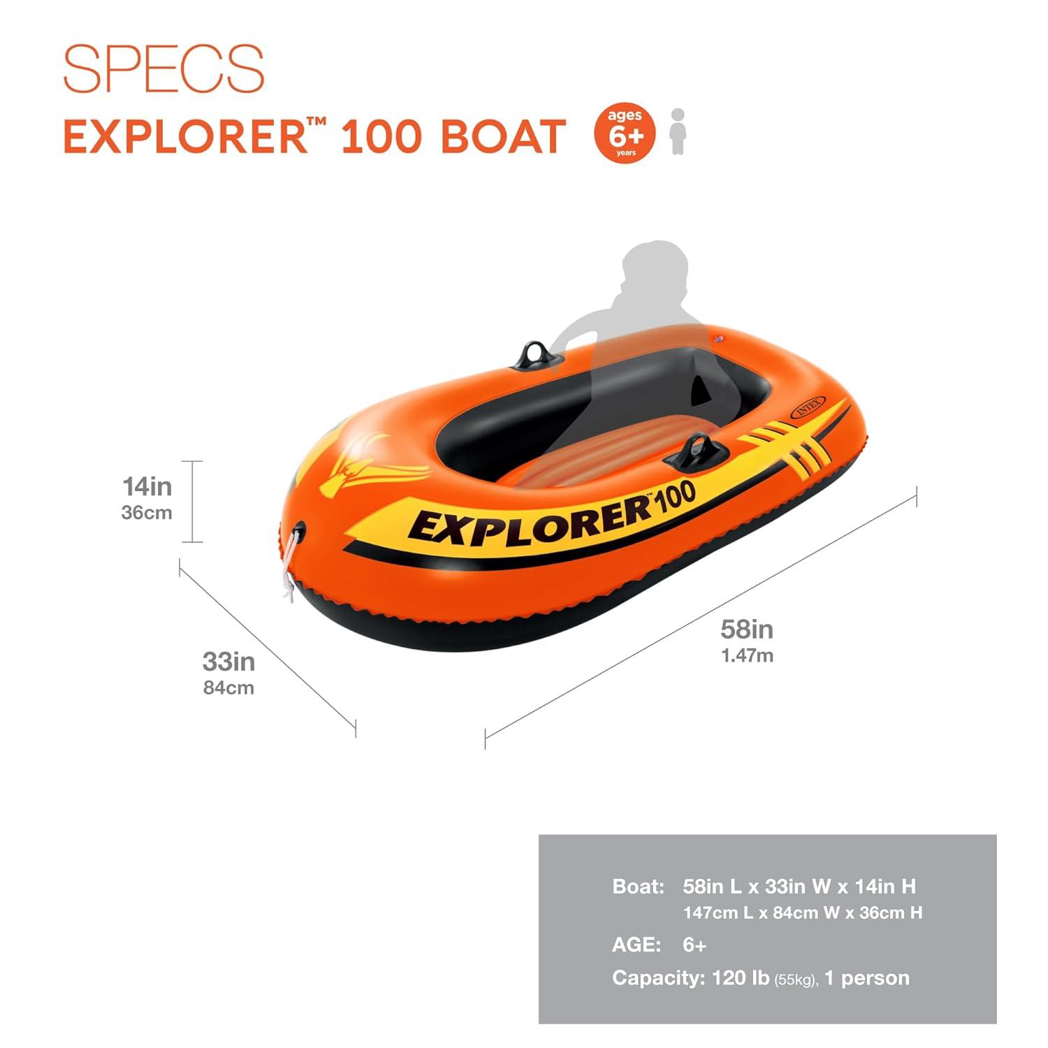 Open Box Intex Explorer 100 1 Person Youth Pool Lake Inflatable Raft Row Boat
