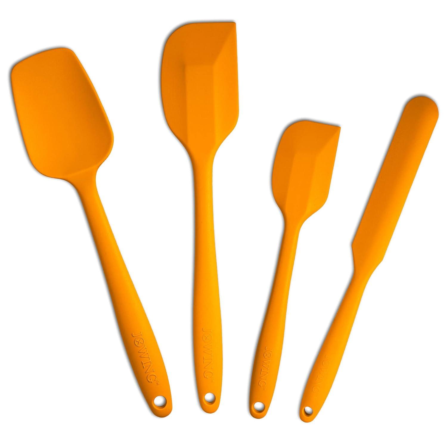4 Piece Silicone Spatula Set, Flexible Heat Resistant Non-scratch Baking Cooking Rubber Spatulas with Stainless Steel Core, Orange