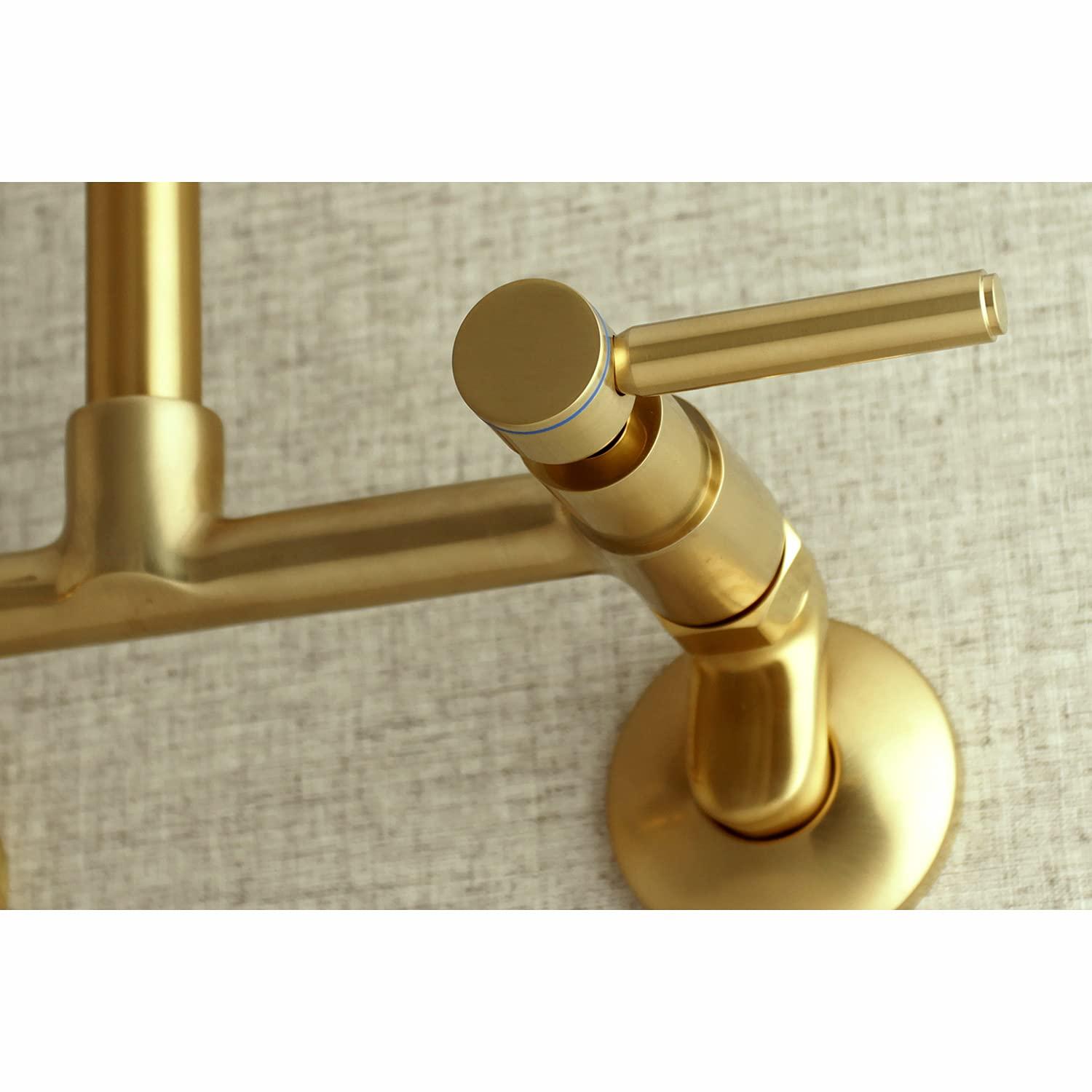 Kingston Brass Kingston Brass Concord Double-Handle 2-Hole Wall-Mount Bridge Kitchen Faucet KS812PN
