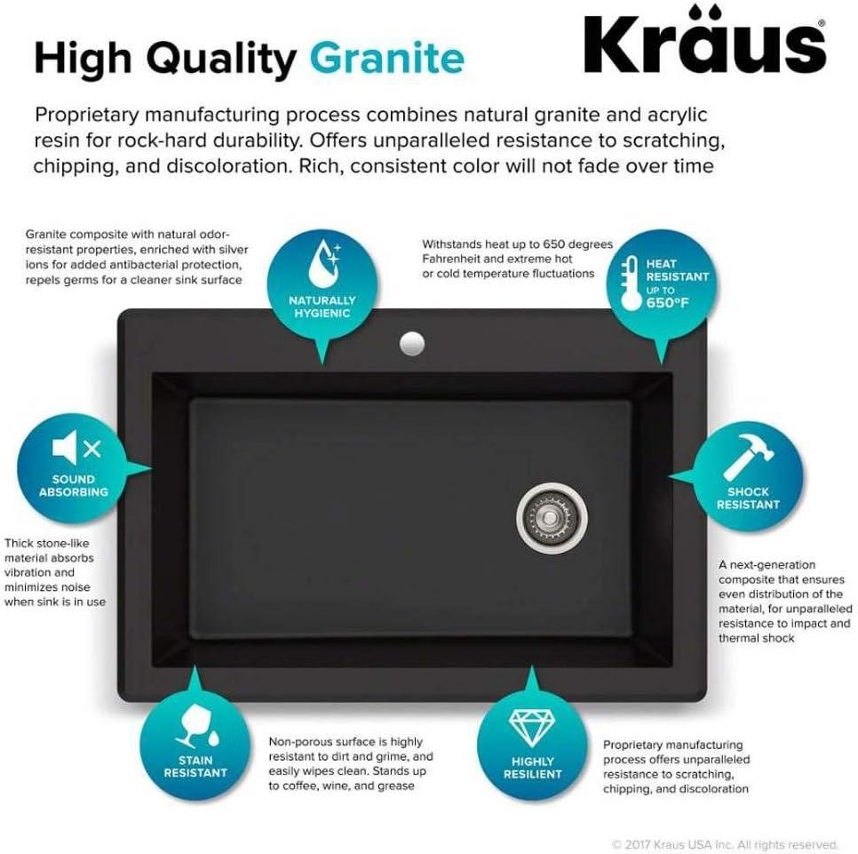 KRAUS Forteza™ 33" L Dual Mount Single Bowl Granite Kitchen Sink