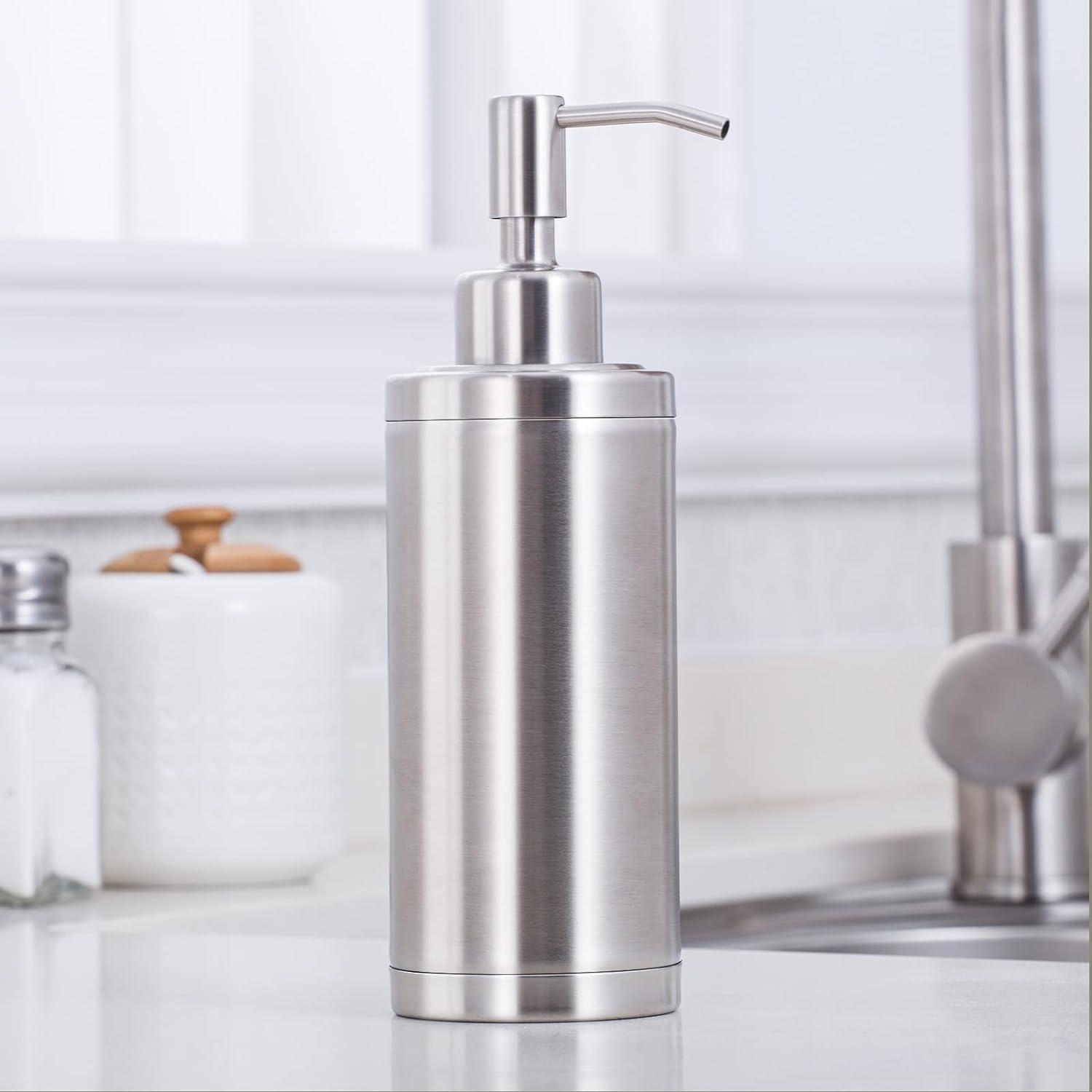 Brushed Nickel Stainless Steel Refillable Soap Dispenser - 300ml