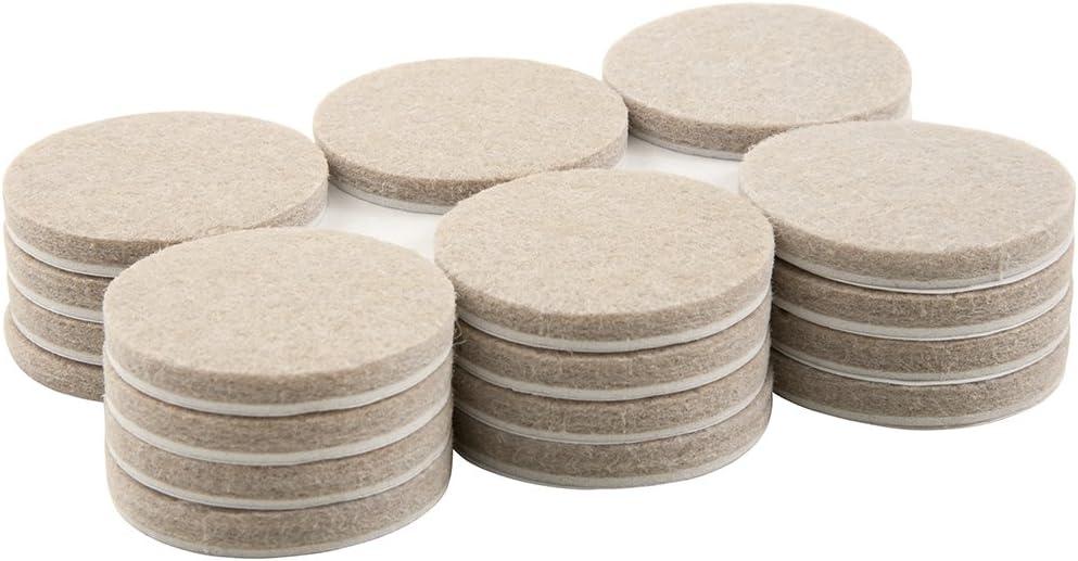 Beige Round Felt Furniture Pads, 1.5 Inches, 24 Pack