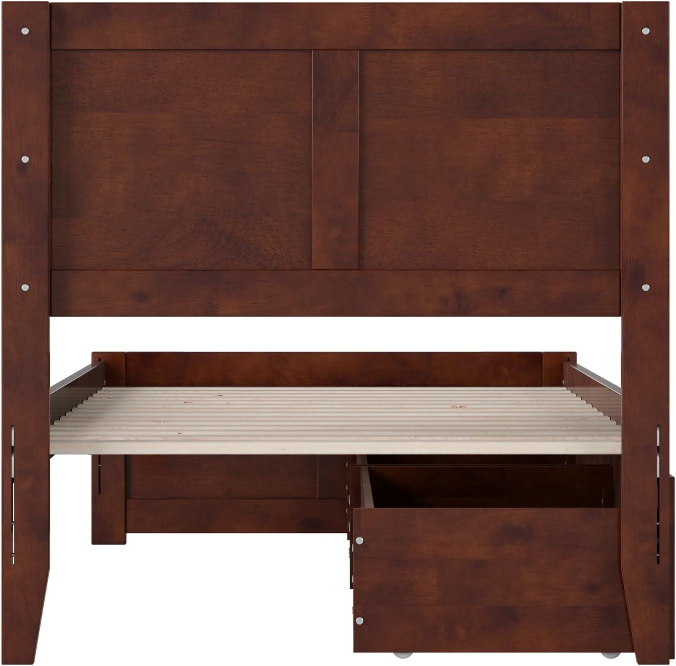 AFI Canyon Walnut Solid Wood Platform Bed with Matching Footboard & Storage Drawers, Queen