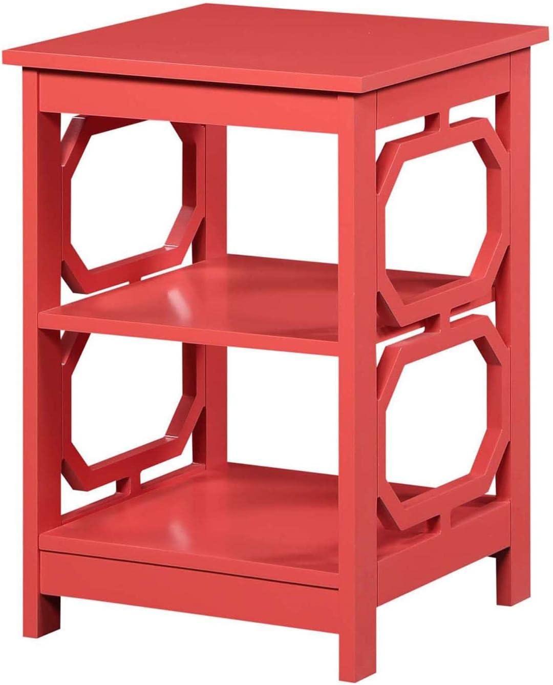 Convenience Concepts Omega End Table with Shelf, Coral