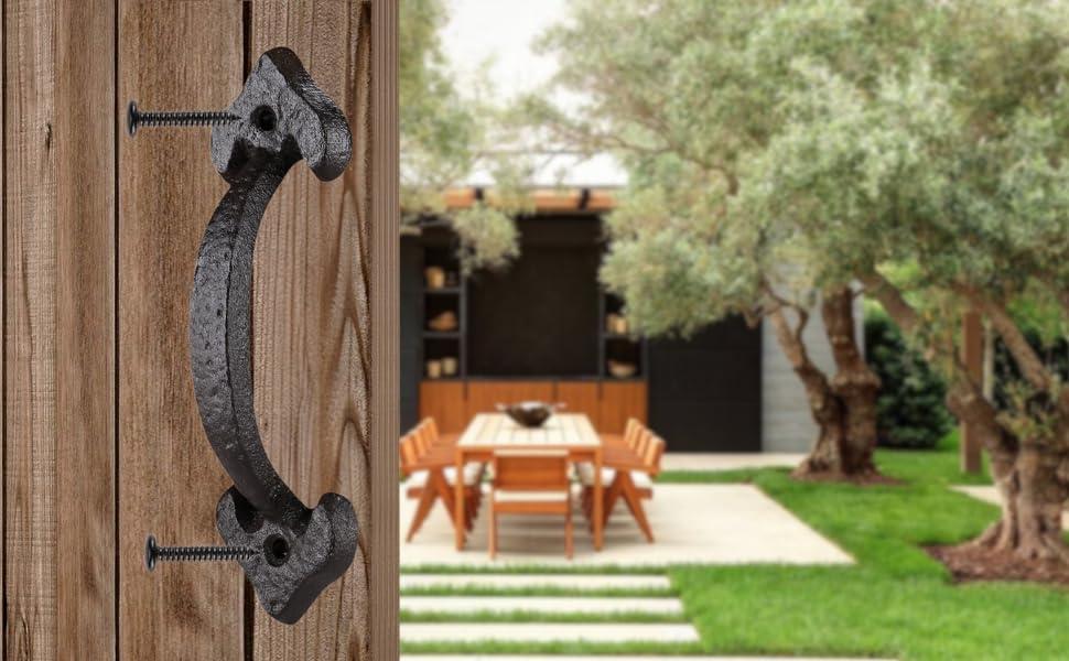 VivaLight 7 Inch Rustic Heart Design Gate Handle, Black Steel Door Pull with Screws, Decorative Hardware for Garden Shed, Garage, Fence, Cabinet, Pantry, Closet, and Interior Doors, Vintage