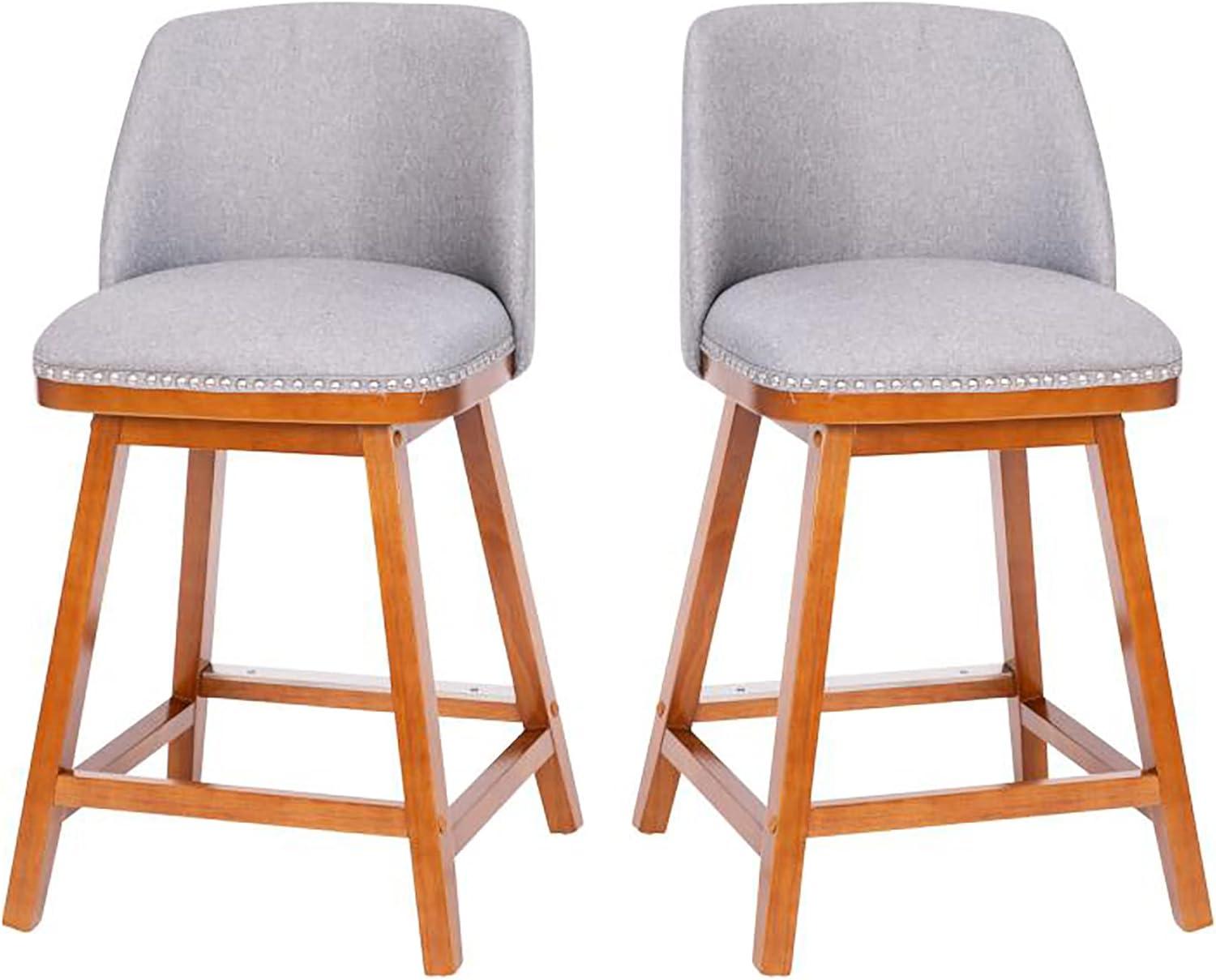 Flash Furniture Julia Set of 2 Transitional Upholstered Counter Stools with Nailhead Trim and Solid Wood Frames