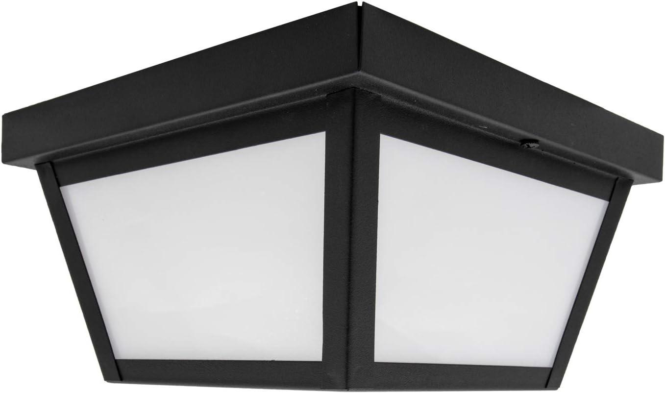 Maxxima LED Outdoor Porch Ceiling Light, Black w/ Frosted White Lens, 1000 Lumens, 3000K Warm White