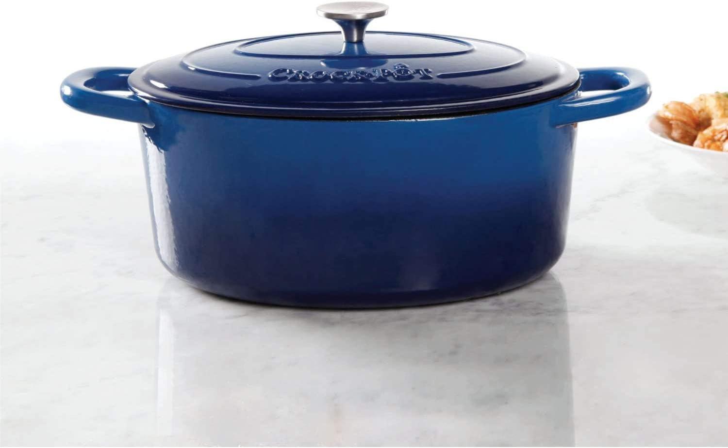 Crock-Pot Artisan 7-Quart Cast Iron Dutch Oven, Sapphire Blue