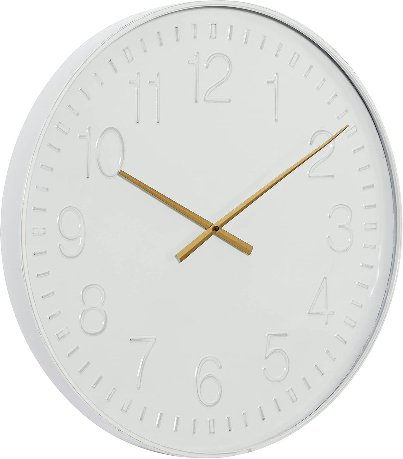 DecMode 24" White Metal Round Wall Clock