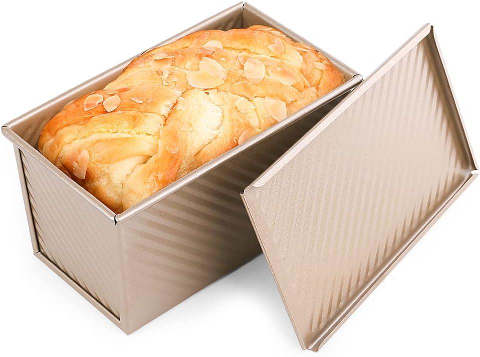 Gold Non-Stick Carbon Steel Rectangular Loaf Pan with Lid