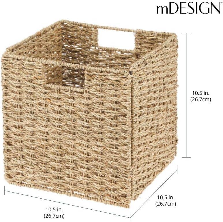 Natural Seagrass Rectangular Woven Kitchen Basket Set with Handles