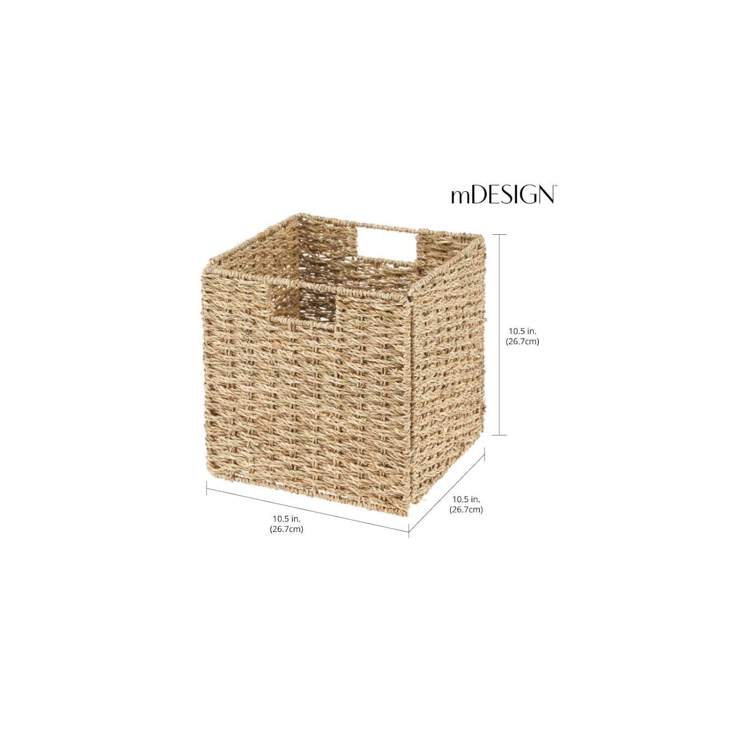 mDesign mDesign Seagrass Woven Kitchen Basket Organizer, Handles (Set of 4)