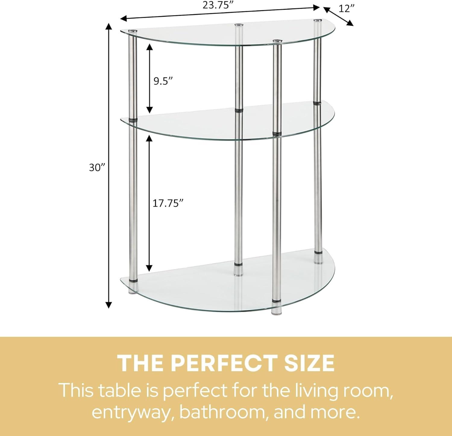 Convenience Concepts Designs2Go Classic Glass 3 Tier Half-Circle Entryway Table