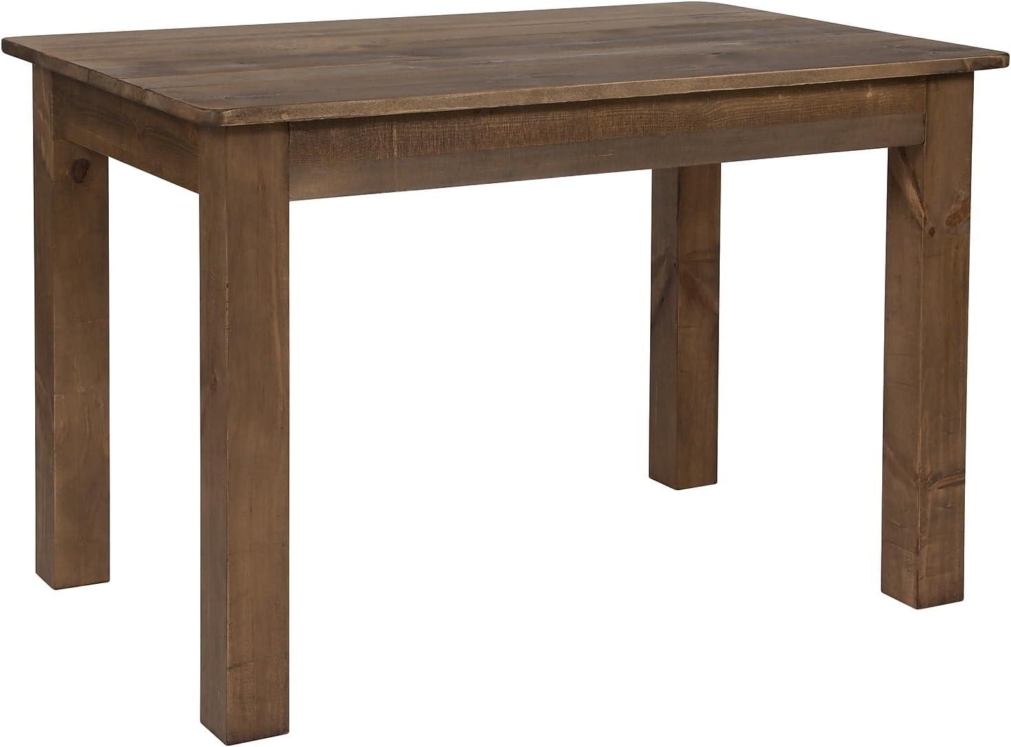 Flash Furniture HERCULES 46" x 30" Rectangular Antique Rustic Solid Pine Farm Dining Table