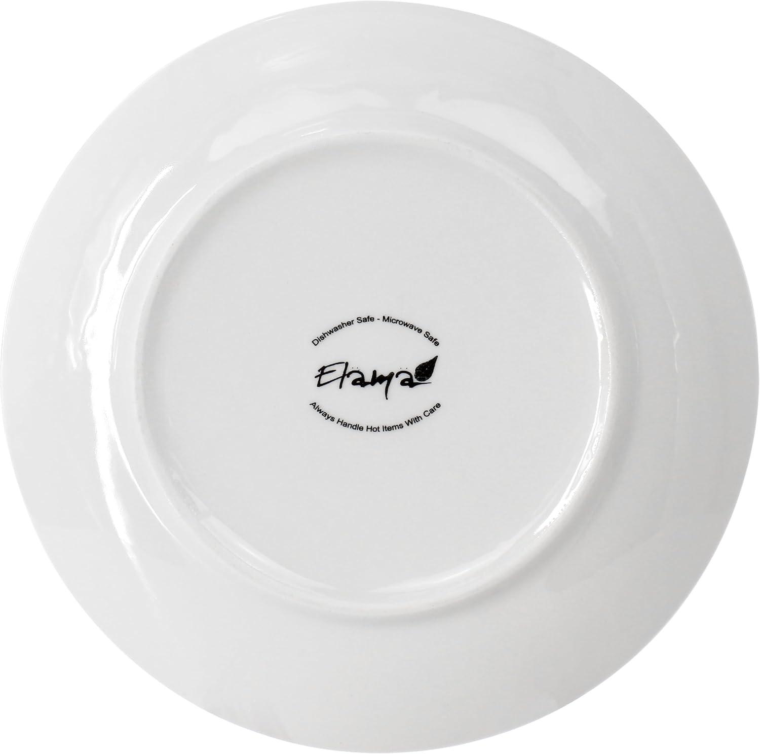 Classic White 8" Round Porcelain Salad/Dessert Plates Set