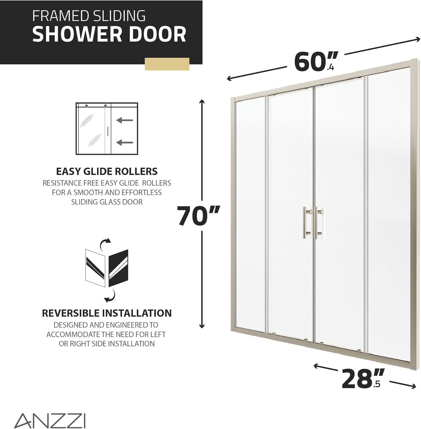 60" - 60.4" W x 70" H Framed Shower Door