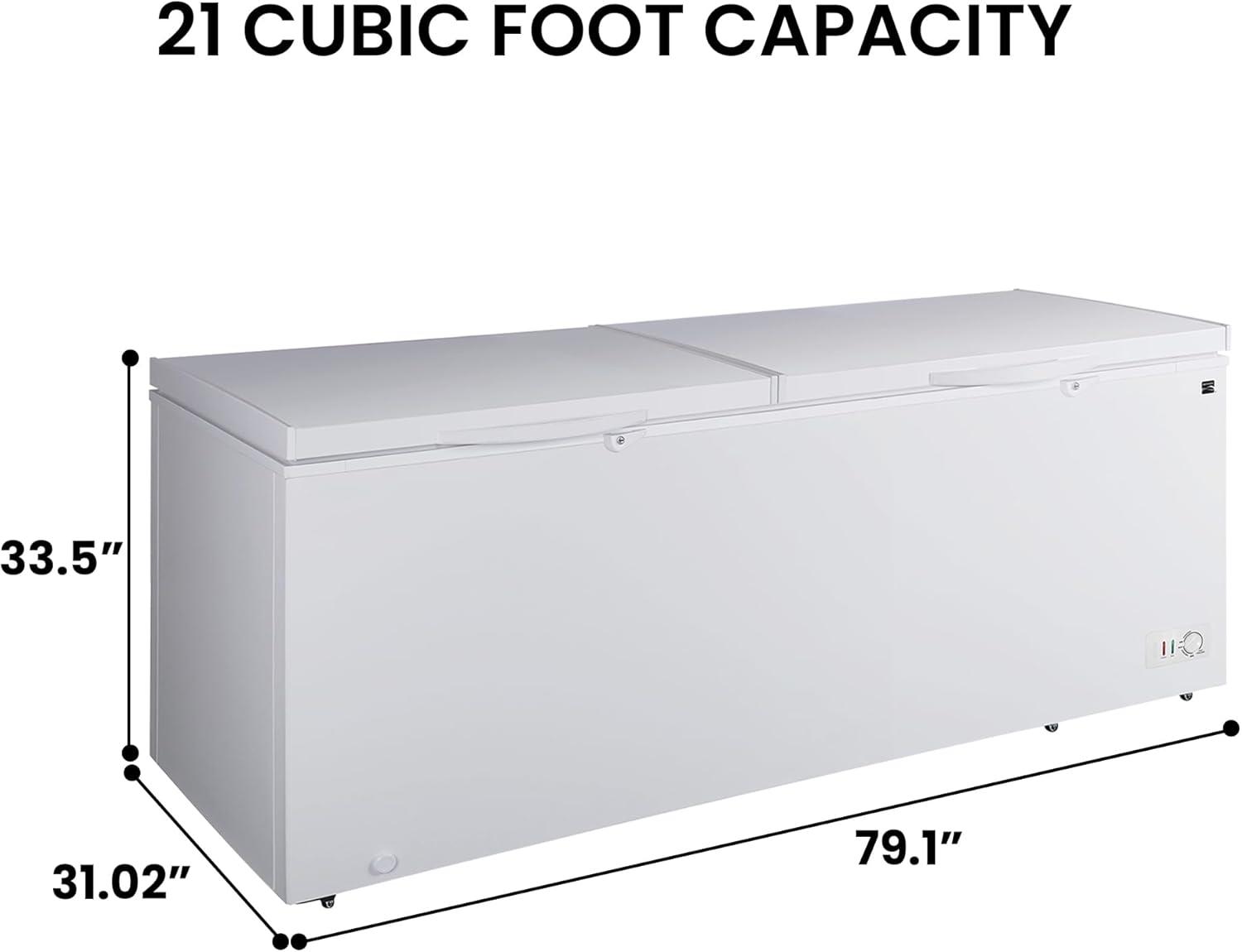 79.13 in. 21 cu. ft. Convertible Freezer, Manual Defrost Chest Freezer with Dual Lids, Garage Ready in White