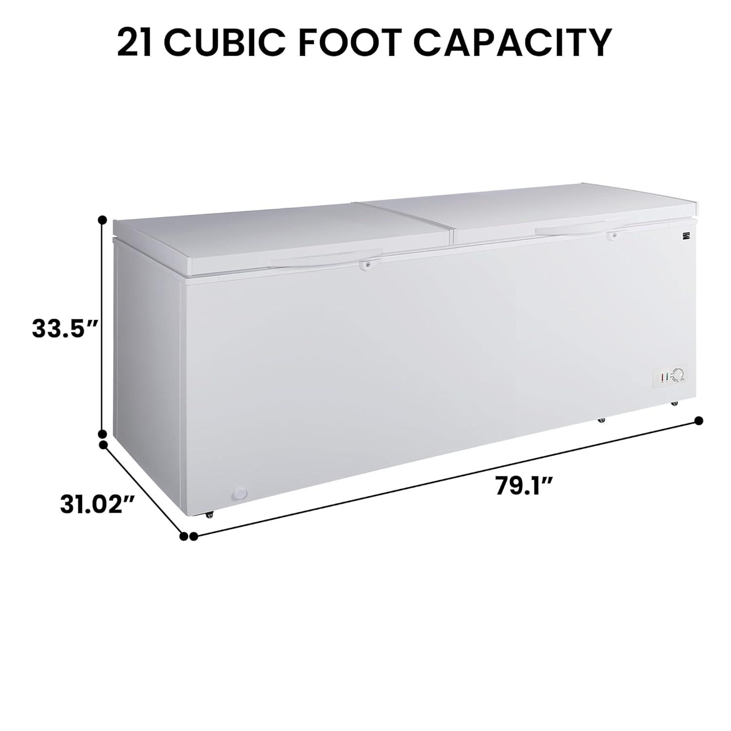 79.13 in. 21 cu. ft. Convertible Freezer, Manual Defrost Chest Freezer with Dual Lids, Garage Ready in White