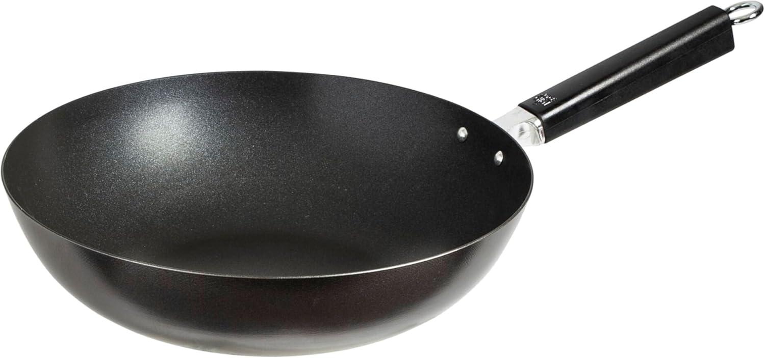 12-Inch Black Carbon Steel Nonstick Stir Fry Pan