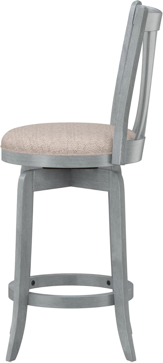 Hillsdale Furniture 25.75" Savana Swivel Counter Height Barstool Blue (Wirebrush)/Cream : Upholstered, Wood Legs, 250lb Capacity