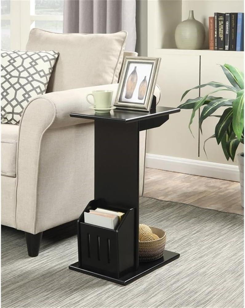 Convenience Concepts Designs2Go Abby Magazine C End Table in Black Wood Finish