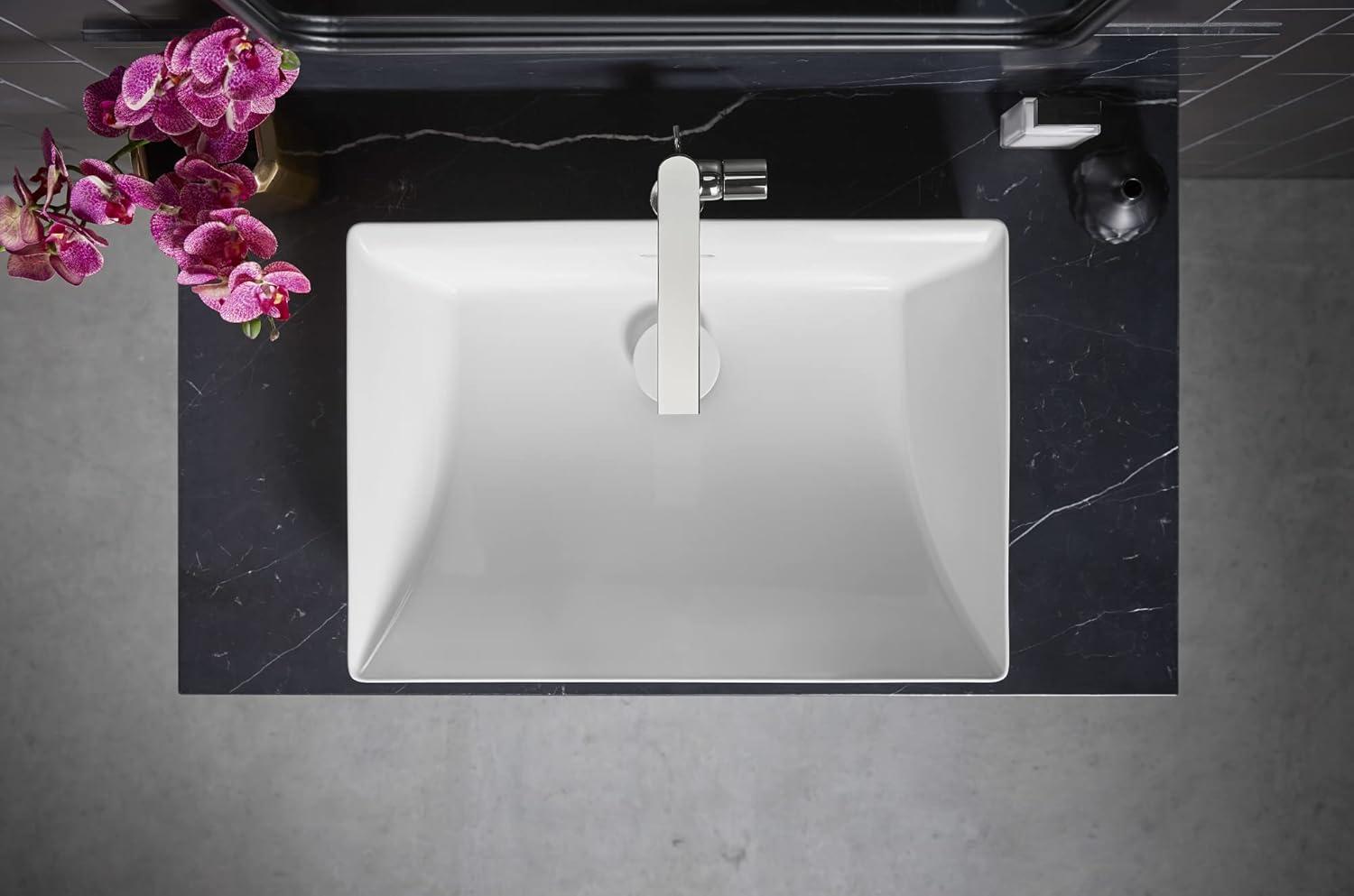 White Rectangular Ceramic Vessel Bathroom Sink