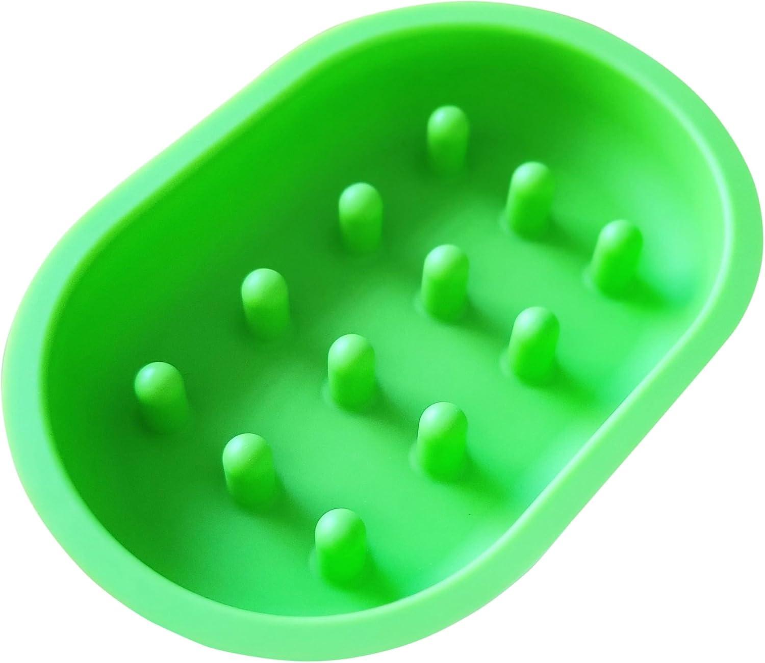 Green Silicone Slow Feeder Bowl for Cats and Small Dogs