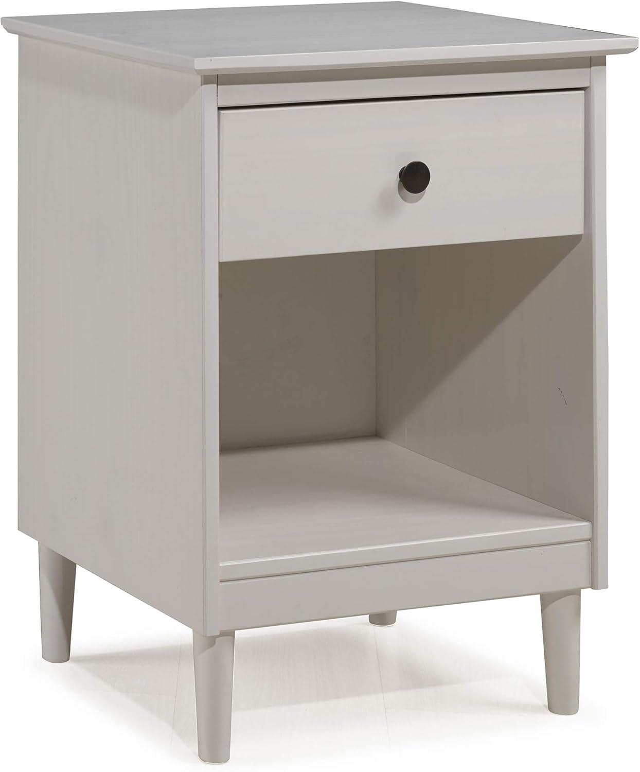 1 Drawer Solid Wood Nightstand in White