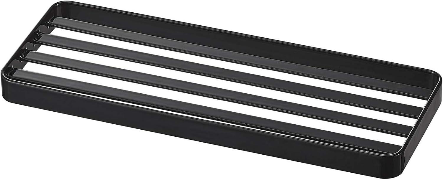 Black Steel Slotted Bathroom Tray, 3.54 x 9.45 inches