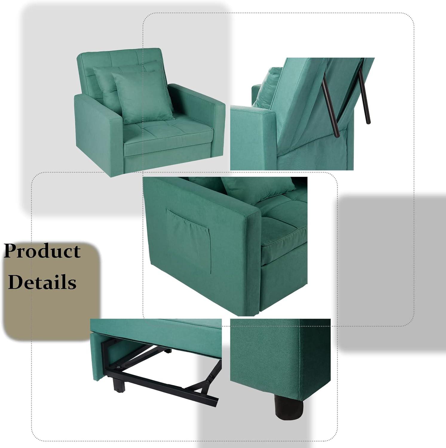 BETISEF Sofa Bed 3 in 1 Convertible Chair Bed Lounger Sleeper Chair Single Recliner for Small Space Adjustable Backrest