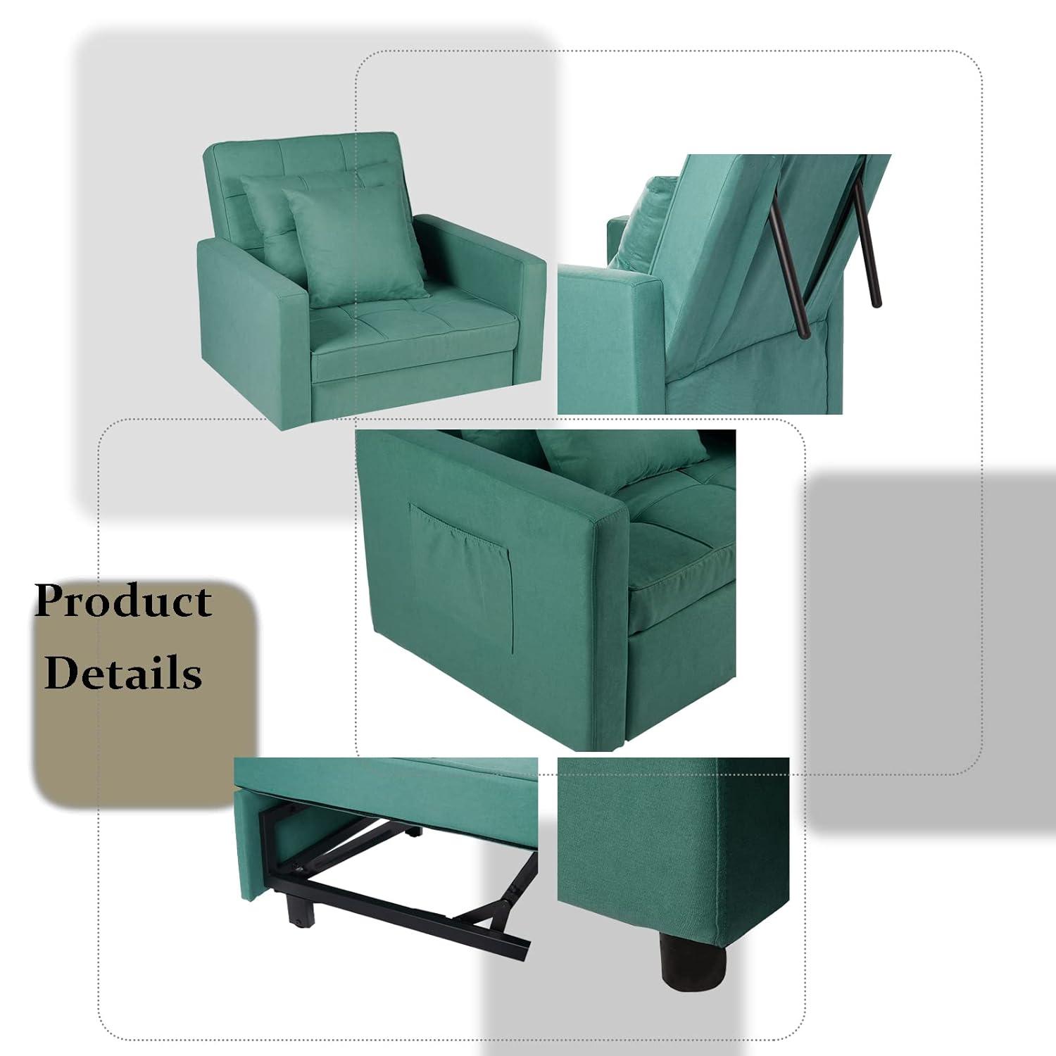 BETISEF Sofa Bed 3 in 1 Convertible Chair Bed Lounger Sleeper Chair Single Recliner for Small Space Adjustable Backrest