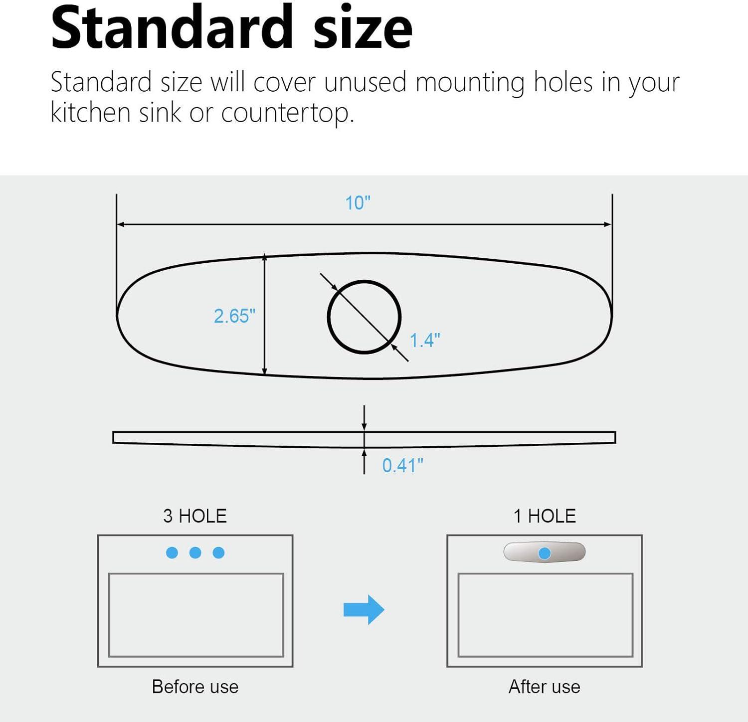 10-Inch Escutcheon Hole Covers In Stainless Steel , Suitable For 1 Or 3-Hole Bathroom Or Kitchen Sink Faucets