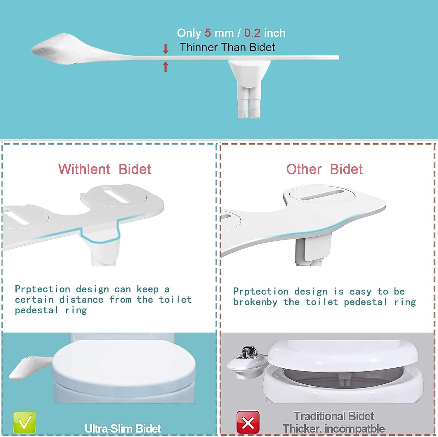 Ultra-Slim White Non-Electric Dual Nozzle Bidet Attachment