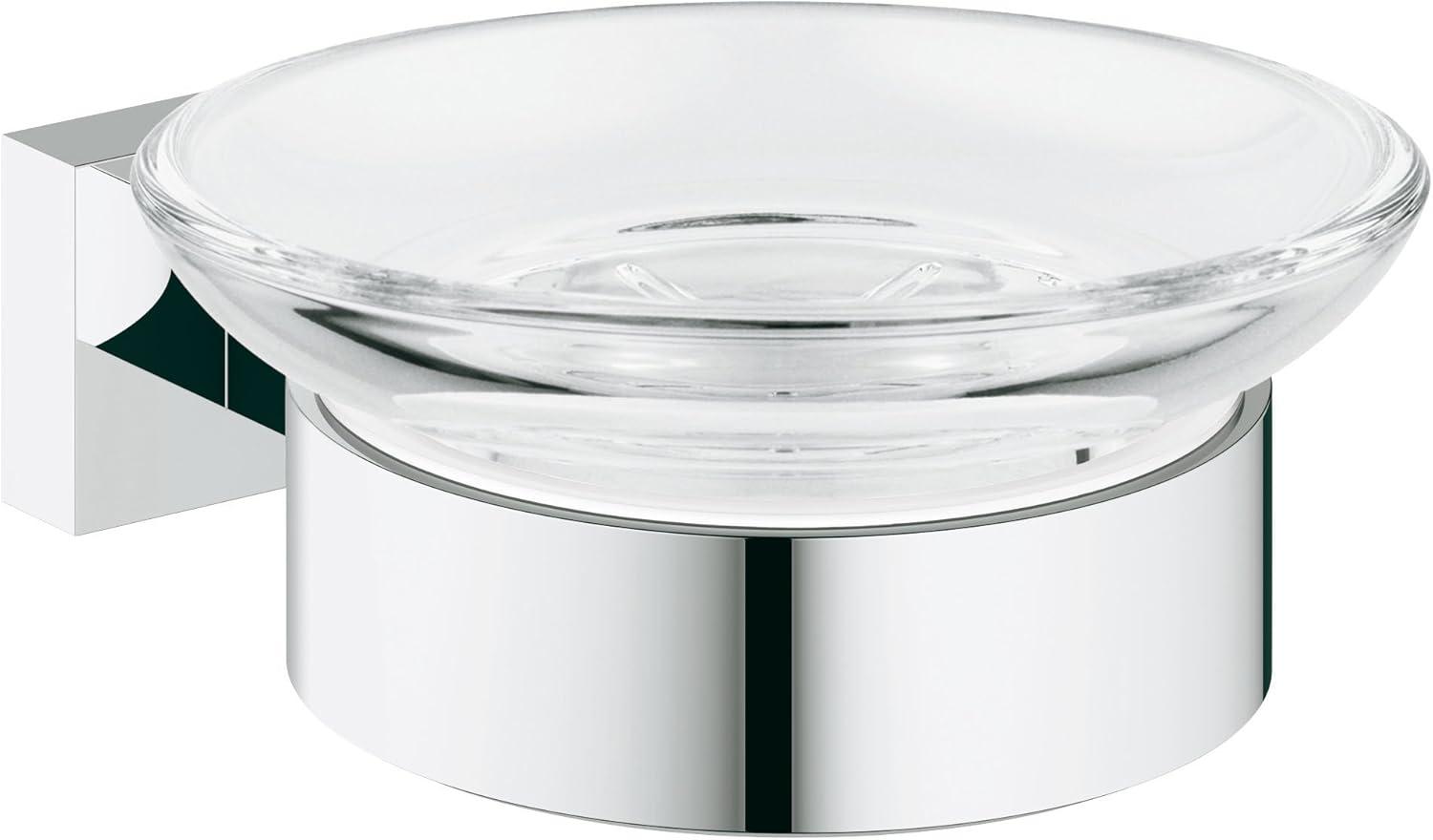 Essentials Cube Chrome Glass Wall Mount Soap Dish