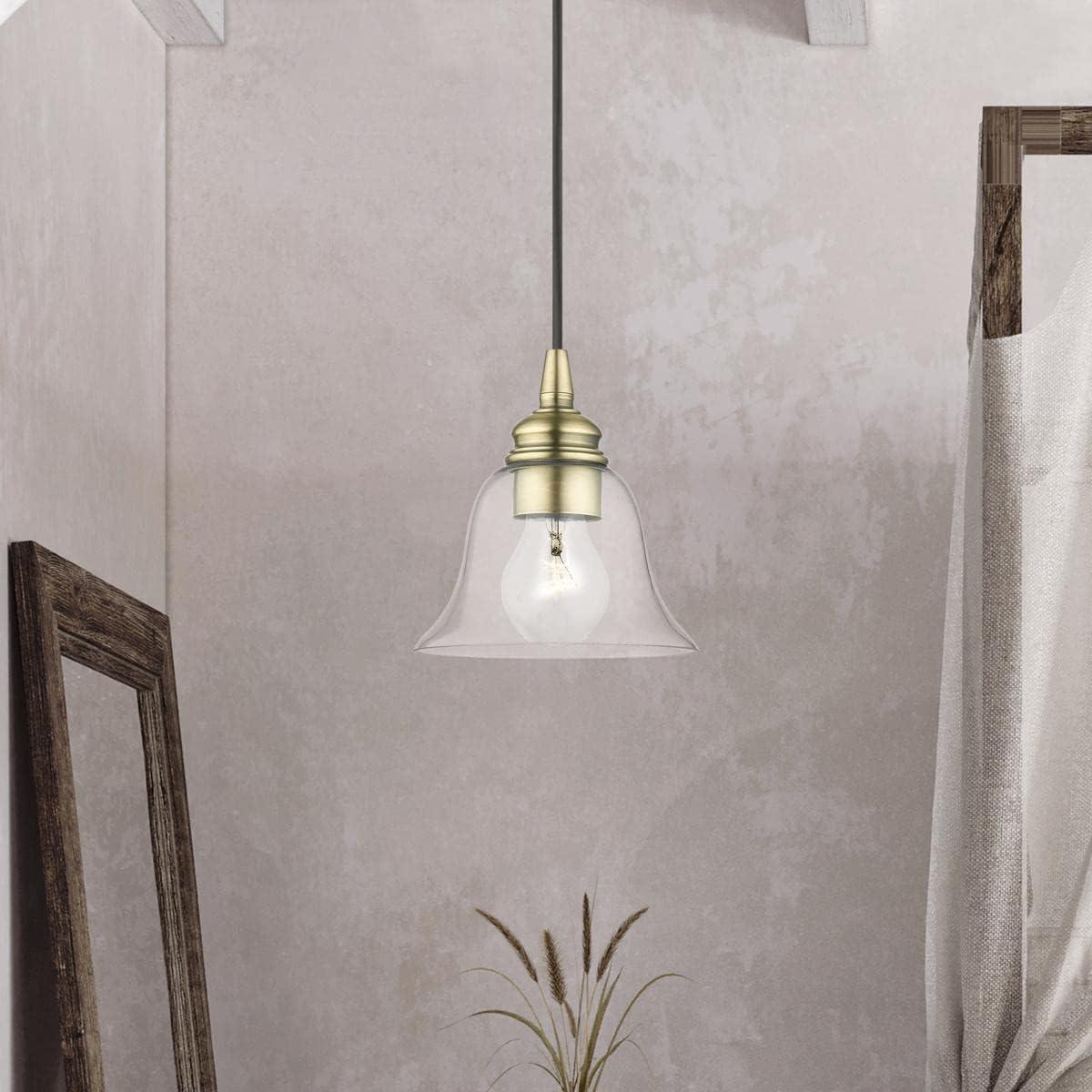 Livex Lighting Moreland 1 - Light Pendant in Antique Brass