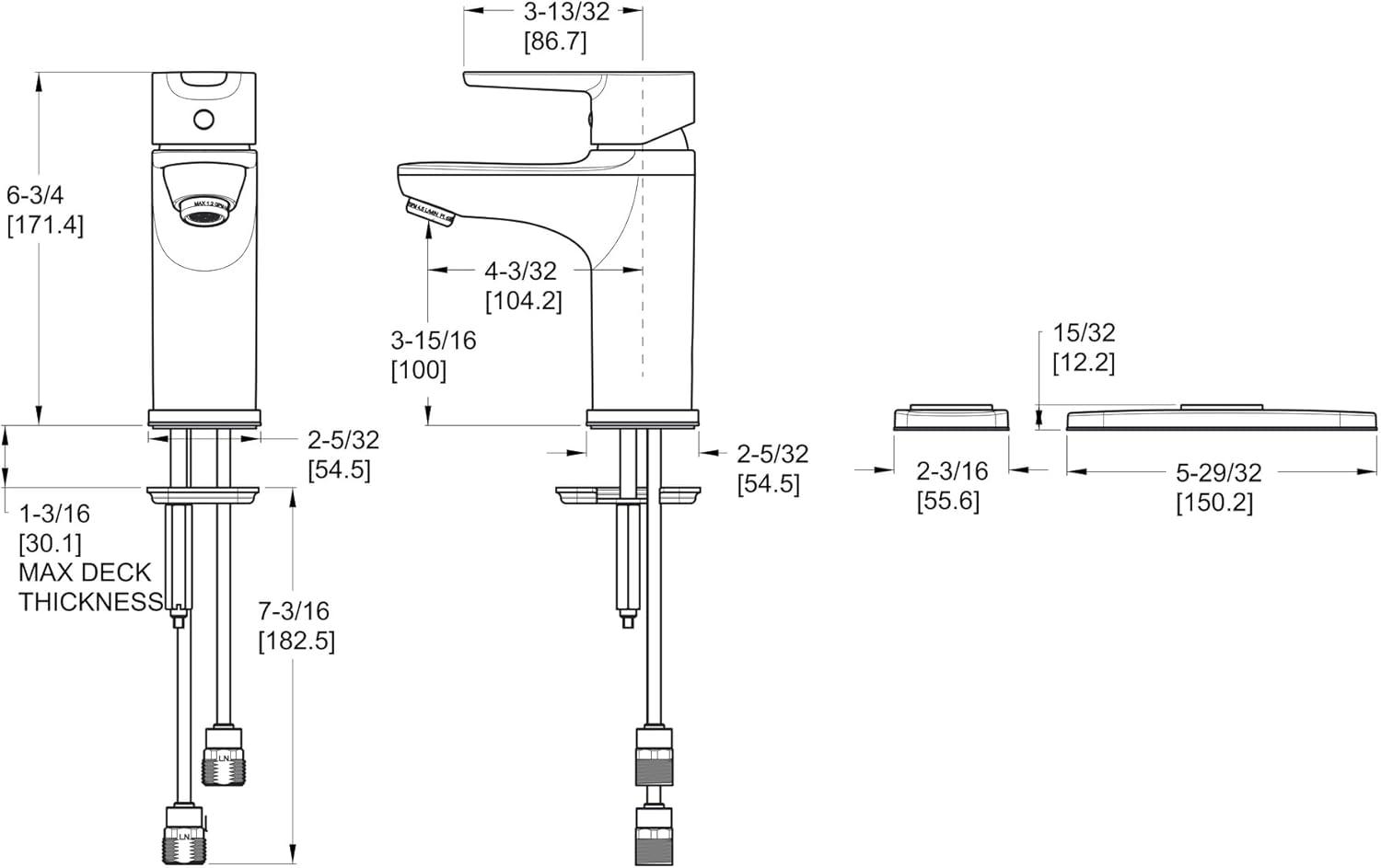 Pfirst Series Modern Single-Handle Brushed Nickel Bathroom Faucet