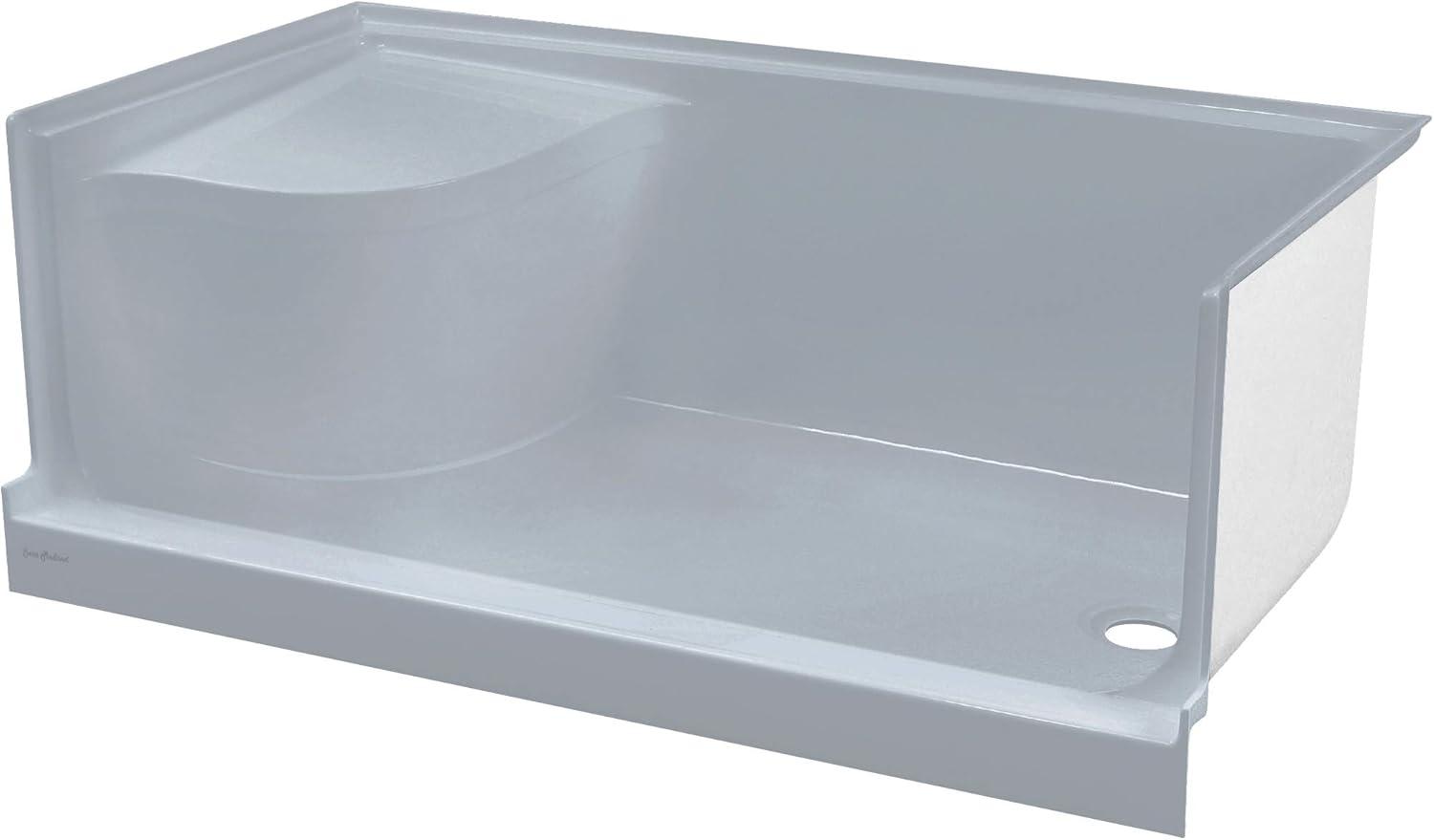 Aquatique 60" x 32" Single Threshold Shower Base With Right Hand Drain and Integral Left Hand Seat