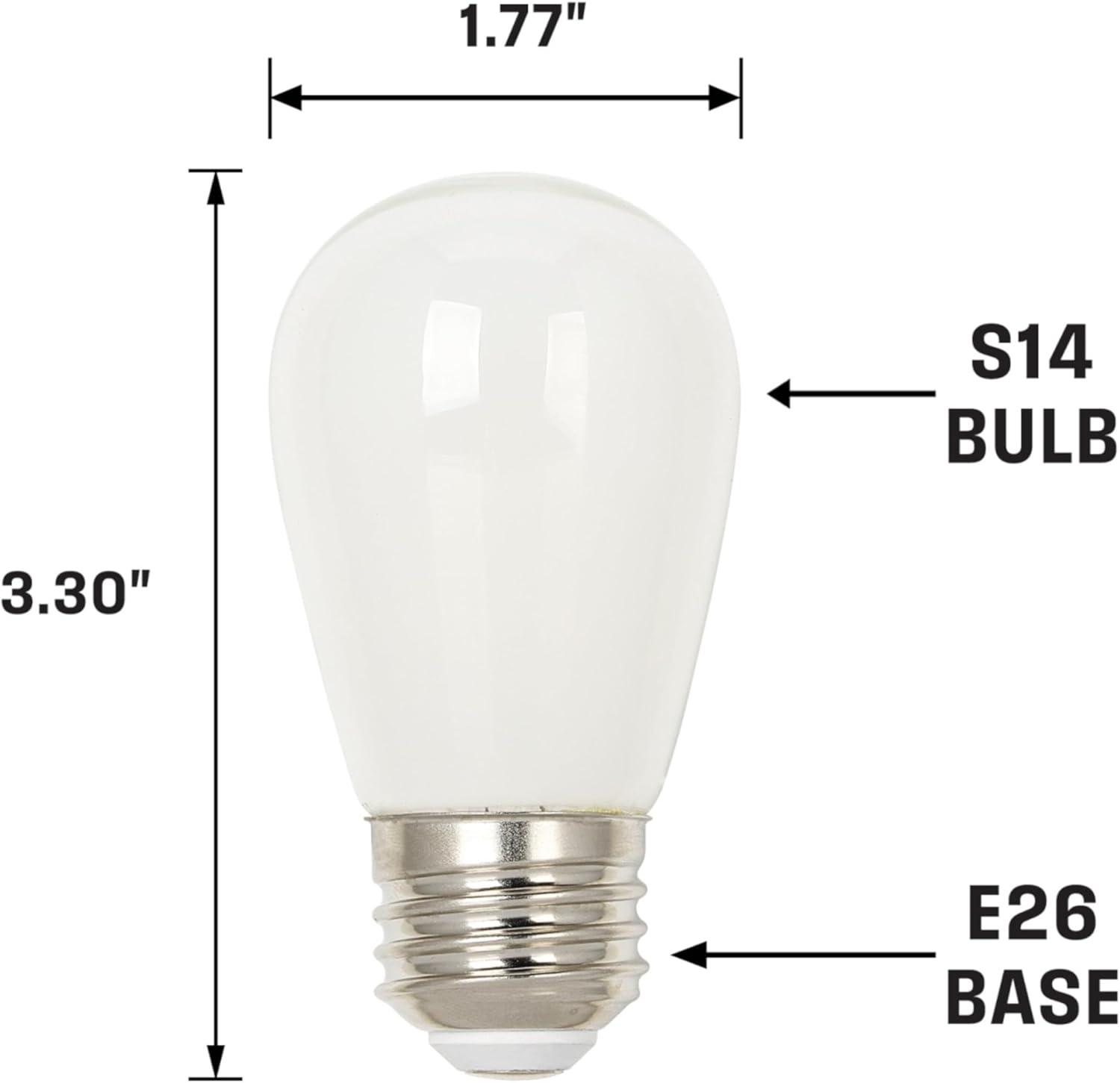 White Frosted LED S14 Medium Base Light Bulb