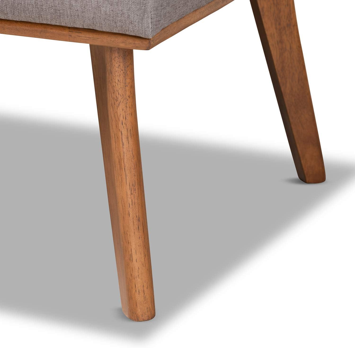 3pc Odessa Mid-Century Modern Fabric Upholstered Wood Dining Nook Set Walnut/Brown/Gray - Baxton Studio: Rectangle Table, Polyester Seat