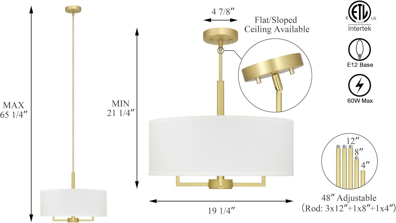 Enio 4 - Light Brass Drum Pendant